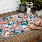 Summer pool pawty // pastel blue background dog breeds in vacations playing on swimming pool floats // Labrador beagle dachshund jack Russell Dalmatian welsh corgi pug greyhound basset hound husky  Outdoor Rug Gallery Image 2