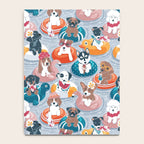 Summer pool pawty // pastel blue background dog breeds in vacations playing on swimming pool floats // Labrador beagle dachshund jack Russell Dalmatian welsh corgi pug greyhound basset hound husky  Notebook Gallery Image 4