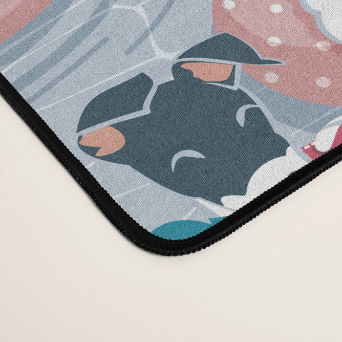 Summer pool pawty // pastel blue background dog breeds in vacations playing on swimming pool floats // Labrador beagle dachshund jack Russell Dalmatian welsh corgi pug greyhound basset hound husky  Desk Mat Gallery Image 4