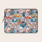 Summer pool pawty // pastel blue background dog breeds in vacations playing on swimming pool floats // Labrador beagle dachshund jack Russell Dalmatian welsh corgi pug greyhound basset hound husky  Laptop Sleeve Gallery Image 1