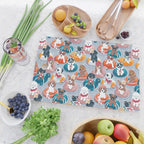Summer pool pawty // pastel blue background dog breeds in vacations playing on swimming pool floats // Labrador beagle dachshund jack Russell Dalmatian welsh corgi pug greyhound basset hound husky  Cutting Board Gallery Image 2