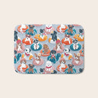 Summer pool pawty // pastel blue background dog breeds in vacations playing on swimming pool floats // Labrador beagle dachshund jack Russell Dalmatian welsh corgi pug greyhound basset hound husky  Bath Mat Gallery Image 1