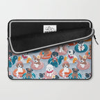 Summer pool pawty // pastel blue background dog breeds in vacations playing on swimming pool floats // Labrador beagle dachshund jack Russell Dalmatian welsh corgi pug greyhound basset hound husky  Laptop Sleeve Gallery Image 2