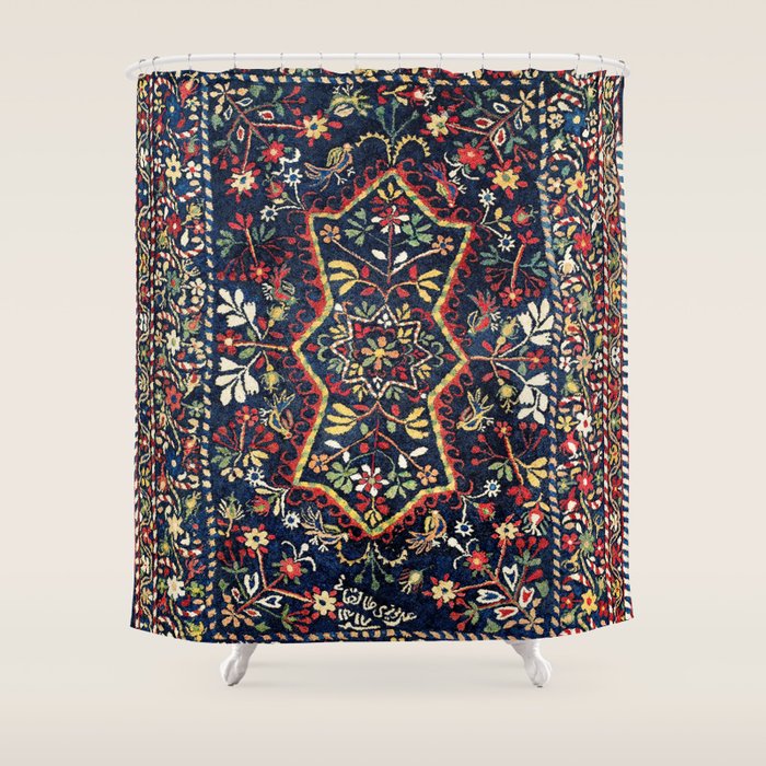 North Indian Floral Rug Print Shower Curtain Gallery Image 1
