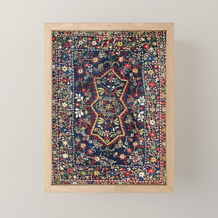 North Indian Floral Rug Print Mini Art Print Gallery Image 1