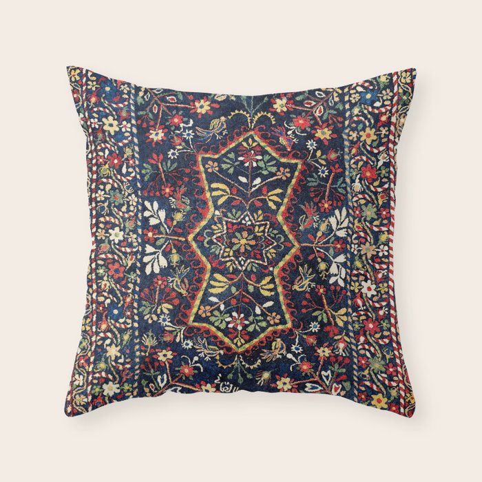 North Indian Floral Rug Print Throw Pillow Gallery Image 6