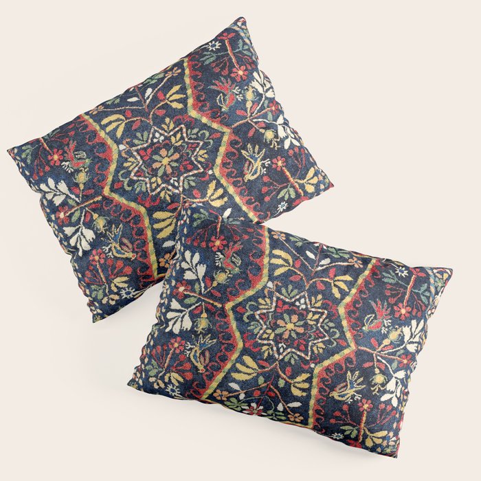 North Indian Floral Rug Print Pillow Sham Gallery Image 1