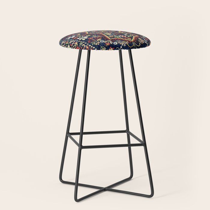 North Indian Floral Rug Print Stool Gallery Image 1