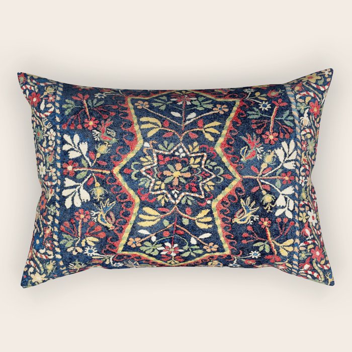 North Indian Floral Rug Print Rectangular Pillow Gallery Image 2