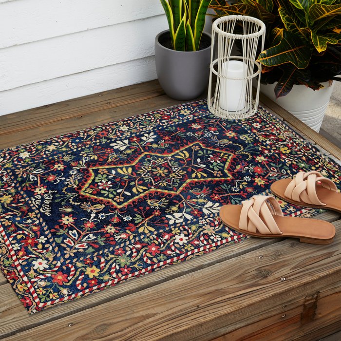 North Indian Floral Rug Print Outdoor Rug Gallery Image 2