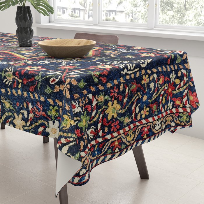 North Indian Floral Rug Print Tablecloth Gallery Image 3