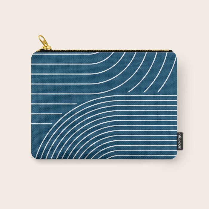 Geometric Lines in night Blue 16 (Rainbow Abstract) Carry All Pouch Gallery Image 1