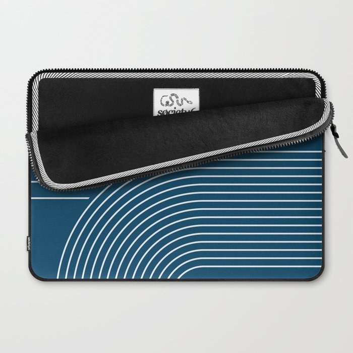 Geometric Lines in night Blue 16 (Rainbow Abstract) Laptop Sleeve Gallery Image 2