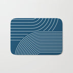 Geometric Lines in night Blue 16 (Rainbow Abstract) Bath Mat Gallery Image 1