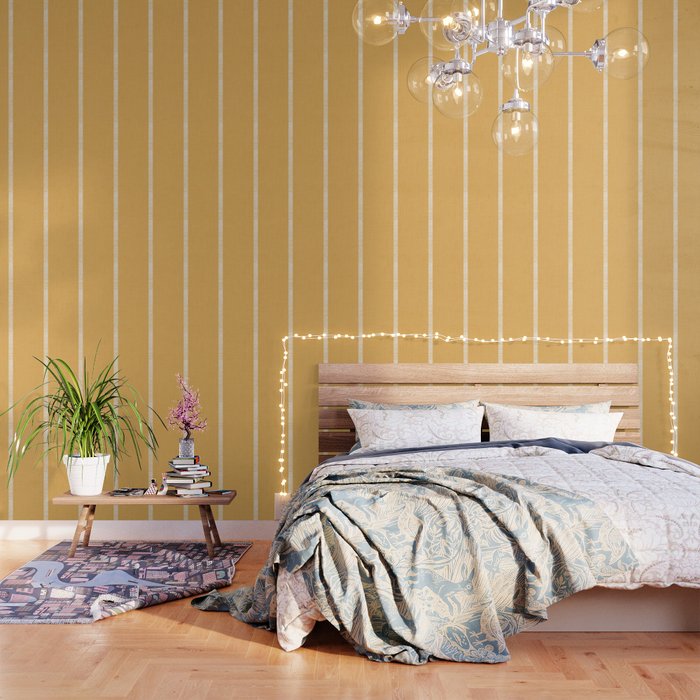 Modern Boho Serenity Stripes Butter Yellow Wallpaper Gallery Image 3