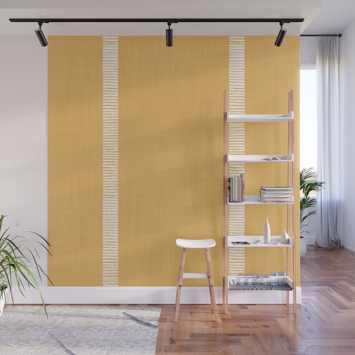 Modern Boho Serenity Stripes Butter Yellow Wall Mural Gallery Image 1