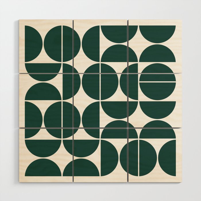 Mid Century Modern Geometric 04 Dark Green Wood Wall Art Gallery Image 1