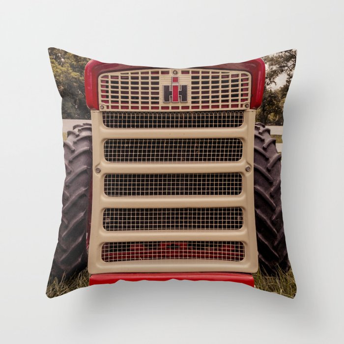 International Grill Red Tractor Front  Throw Pillow Gallery Image 6