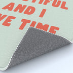 Actually Life is Beautiful and I Have Time typography print in pastel green and red Rug Gallery Image 4