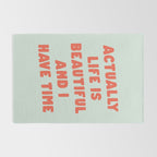 Actually Life is Beautiful and I Have Time typography print in pastel green and red Rug Gallery Image 2