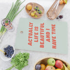 Actually Life is Beautiful and I Have Time typography print in pastel green and red Cutting Board Gallery Image 2