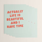Actually Life is Beautiful and I Have Time typography print in pastel green and red Wrapping Paper Gallery Image 3