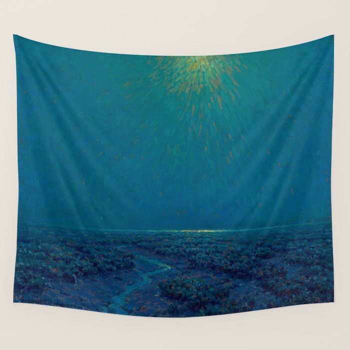 Granville Redmond-Moonlight on the Marsh Oil Painting Wall Tapestry Gallery Image 1