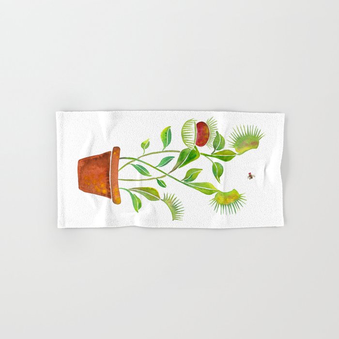 Venus Fly Trap Watercolor Bath Towel Gallery Image 1