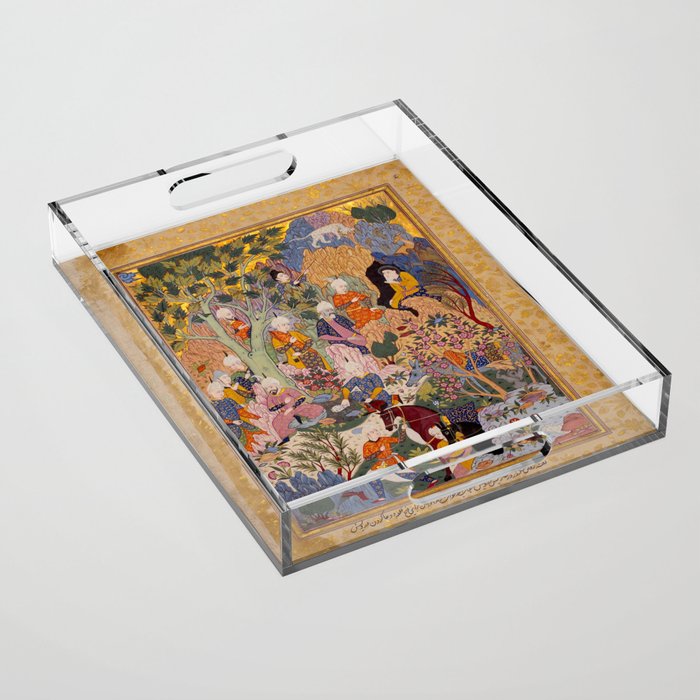 Alexander asking a dervish for knowledge that will enable him to win a battle Antique Islamic Art  Acrylic Tray Gallery Image 1