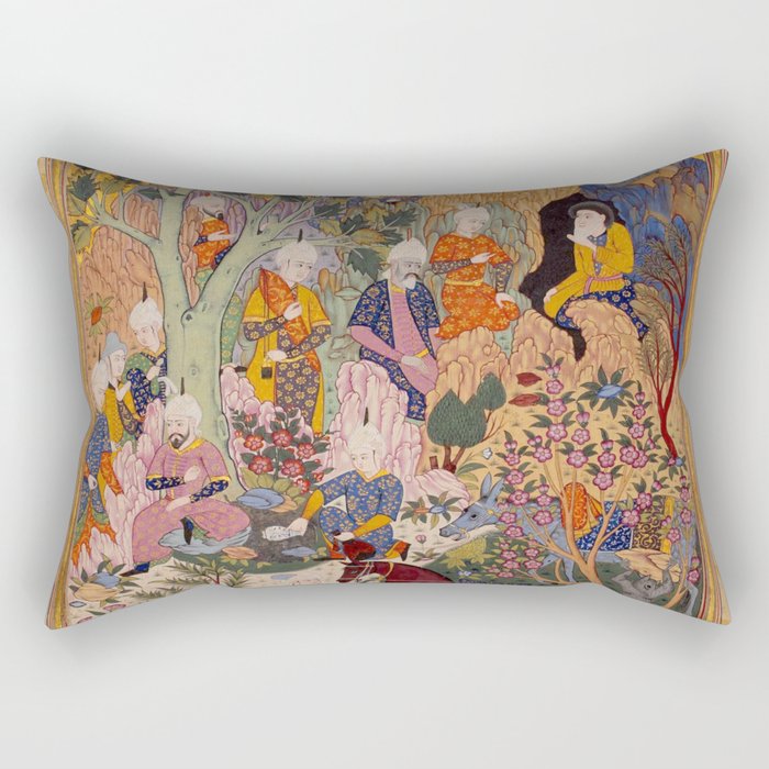 Alexander asking a dervish for knowledge that will enable him to win a battle Antique Islamic Art  Rectangular Pillow Gallery Image 2