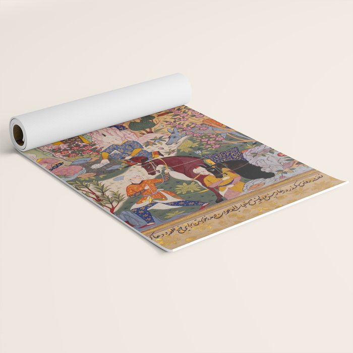 Alexander asking a dervish for knowledge that will enable him to win a battle Antique Islamic Art  Yoga Mat Gallery Image 2