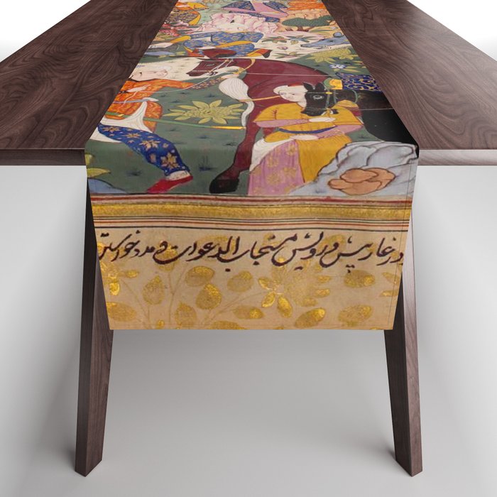 Alexander asking a dervish for knowledge that will enable him to win a battle Antique Islamic Art  Table Runner Gallery Image 1