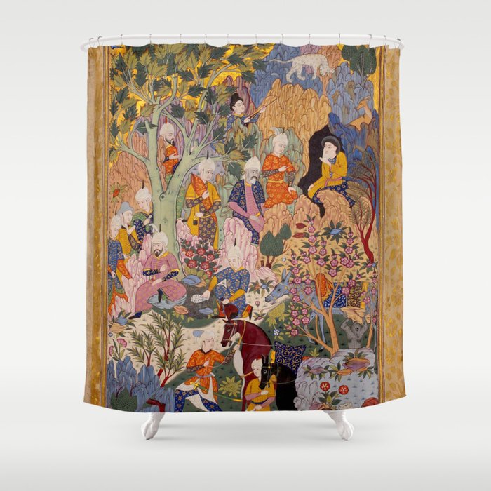 Alexander asking a dervish for knowledge that will enable him to win a battle Antique Islamic Art  Shower Curtain Gallery Image 1