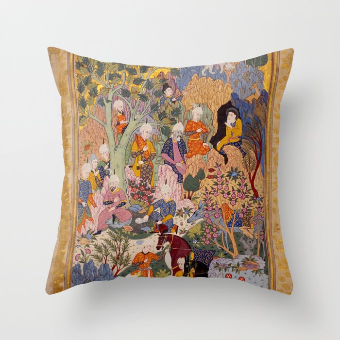 Alexander asking a dervish for knowledge that will enable him to win a battle Antique Islamic Art  Throw Pillow Gallery Image 6