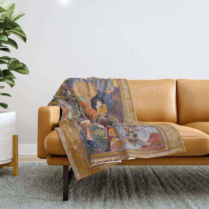 Alexander asking a dervish for knowledge that will enable him to win a battle Antique Islamic Art  Throw Blanket Gallery Image 1