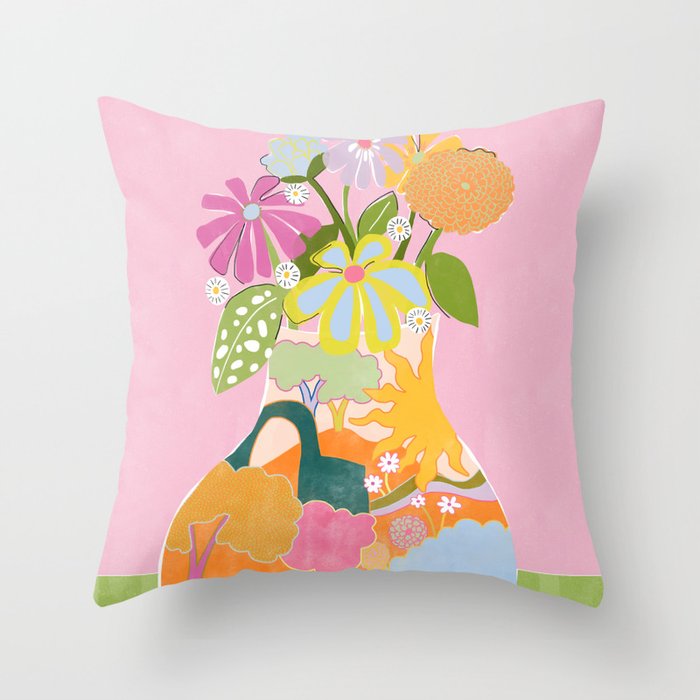 Colourful Garden Throw Pillow Gallery Image 6