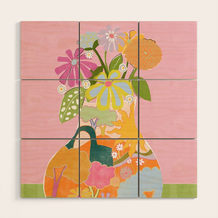 Colourful Garden Wood Wall Art Gallery Image 1