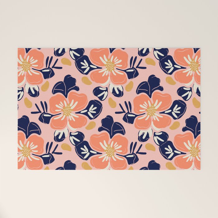 Vintage floral nature art pattern Welcome Mat Gallery Image 1