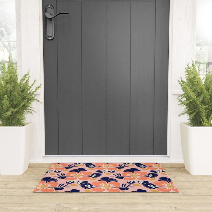Vintage floral nature art pattern Welcome Mat Gallery Image 3