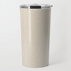 linen textured stripes - sand Travel Mug Gallery Image 1