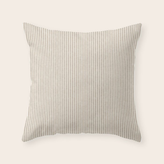 linen textured stripes - sand Throw Pillow Gallery Image 1