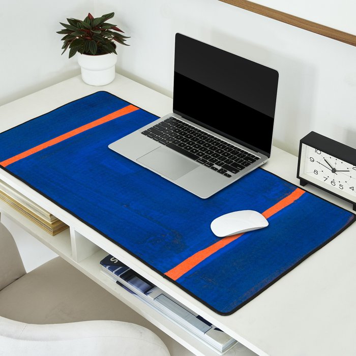 Colourful Field Orange And Blue Desk Mat Gallery Image 2