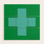 Swiss Cross Symbol in Blue & Green Wood Wall Art Gallery Image 1