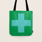 Swiss Cross Symbol in Blue & Green Tote Bag Gallery Image 1