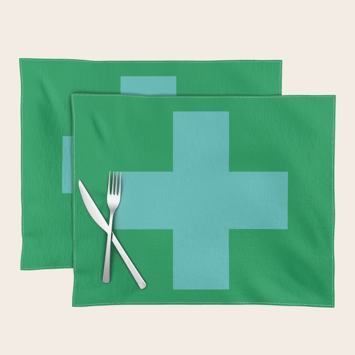 Swiss Cross Symbol in Blue & Green Placemat Gallery Image 1