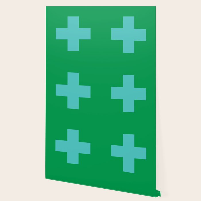 Swiss Cross Symbol in Blue & Green Wallpaper Gallery Image 2