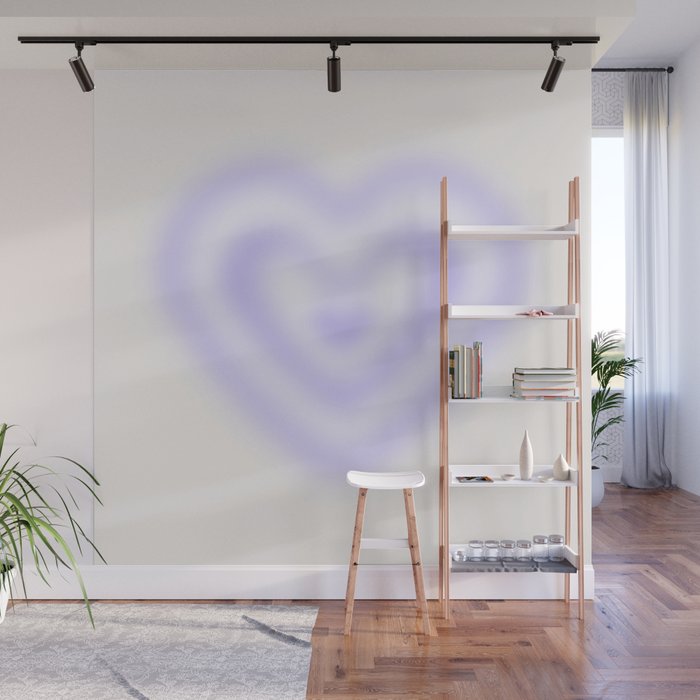 Retro psychedelic love heart blur gradient art Wall Mural Gallery Image 1