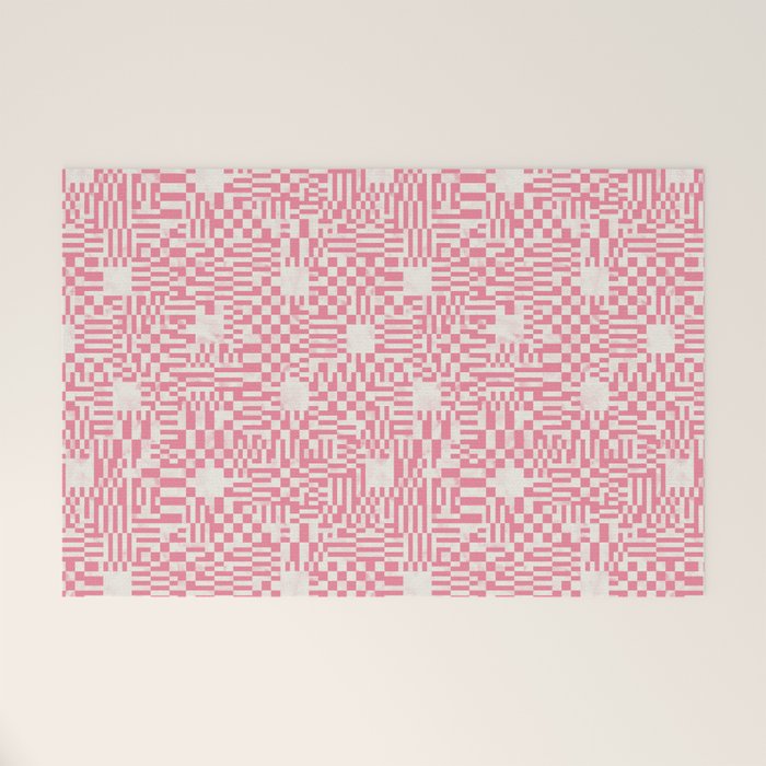 Checkered Pink Matrix Welcome Mat Gallery Image 1