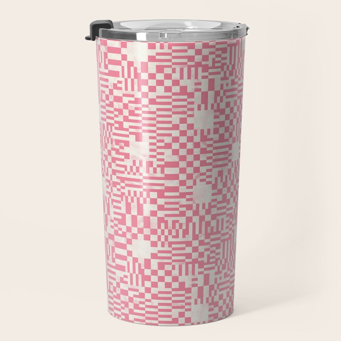 Checkered Pink Matrix Travel Mug Gallery Image 3