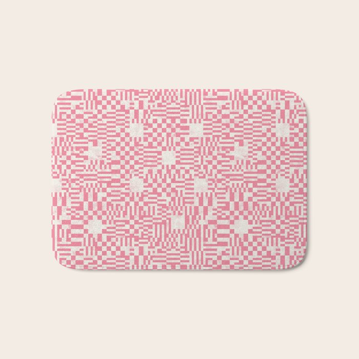 Checkered Pink Matrix Bath Mat Gallery Image 1